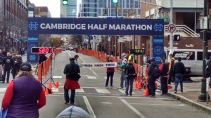 Finish line at the Cambridge half marathon.