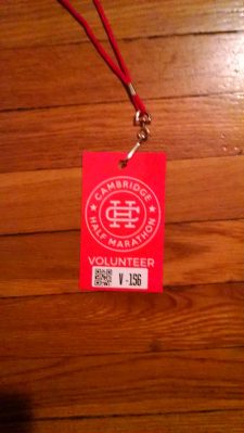 Volunteer Badge for the Cambridge Half Marathon